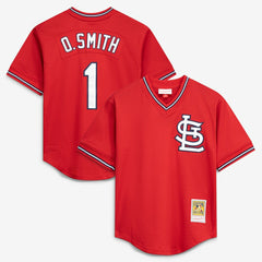 MLB Ozzie Smith St. Louis Cardinals Mitchell & Ness Youth Cooperstown Collection Mesh Batting Practice Jersey