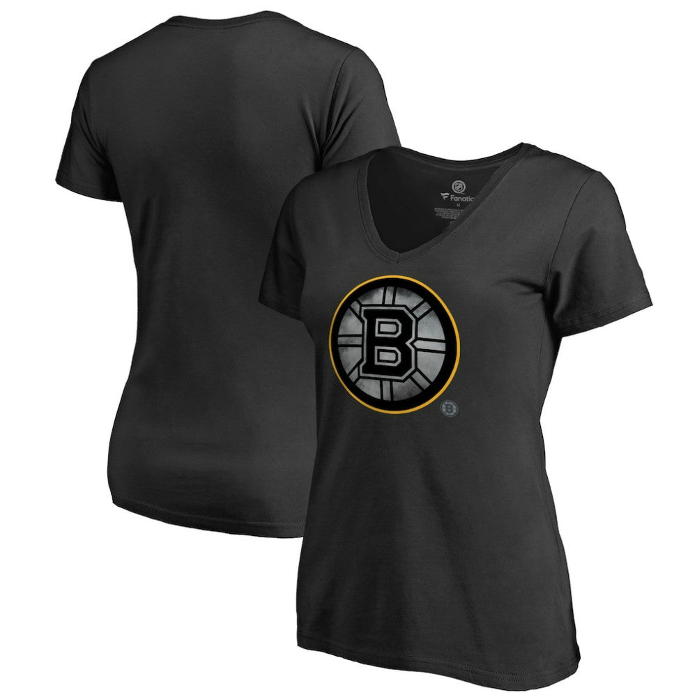 NHL Black Boston Bruins Women's Core Smoke V-Neck T-Shirt