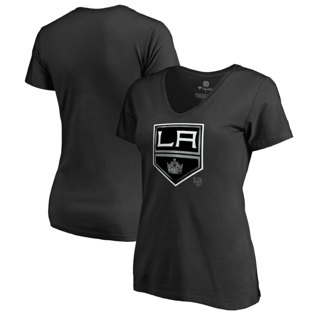 NHL Black Los Angeles Kings Women's Core Smoke V-Neck T-Shirt