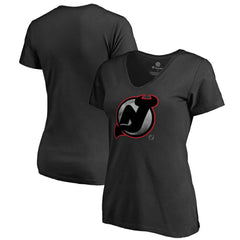 NHL Black New Jersey Devils Women's Core Smoke V-Neck T-Shirt