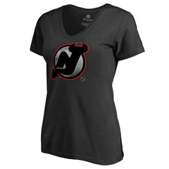 NHL Black New Jersey Devils Women's Core Smoke V-Neck T-Shirt