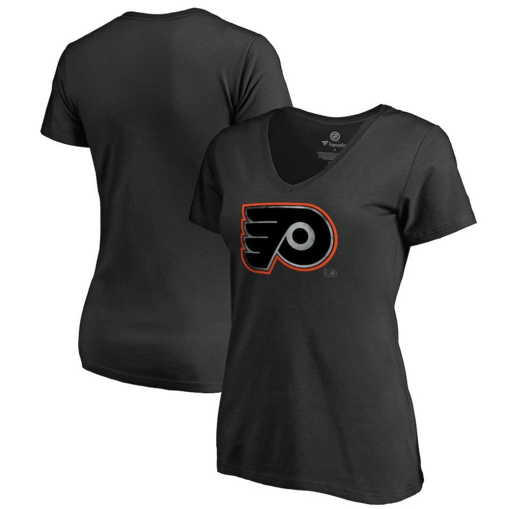 NHL Black Philadelphia Flyers Women's Core Smoke V-Neck T-Shirt