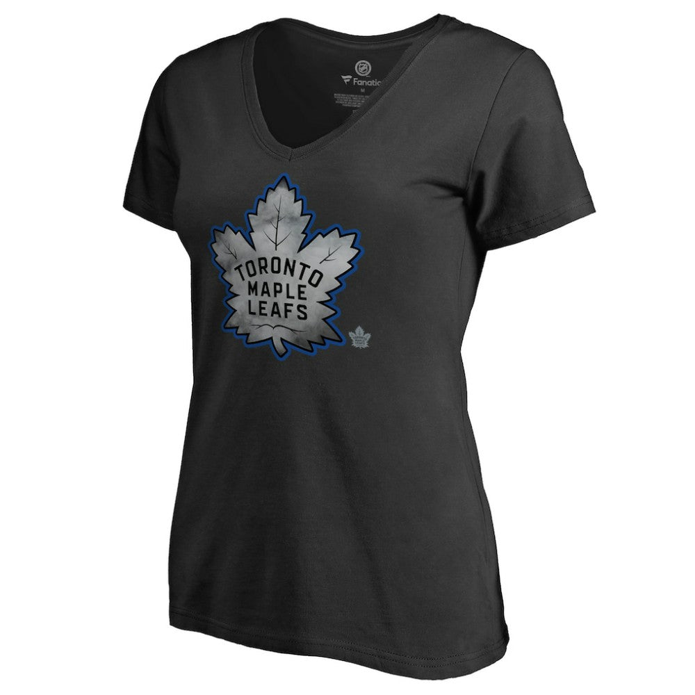 NHL Black Toronto Maple Leafs Women's Core Smoke V-Neck T-Shirt