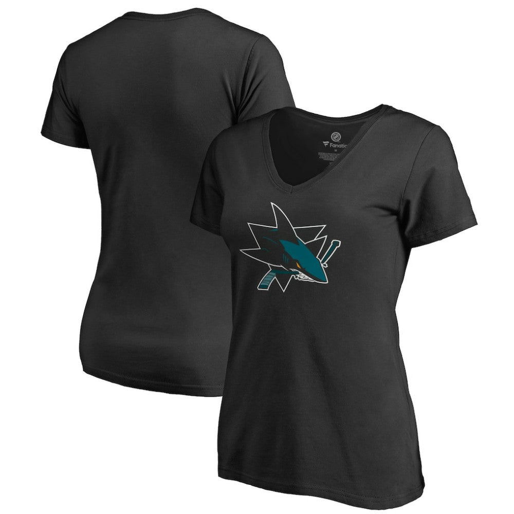 NHL Black San Jose Sharks Women's Team Alternate V-Neck T-Shirt