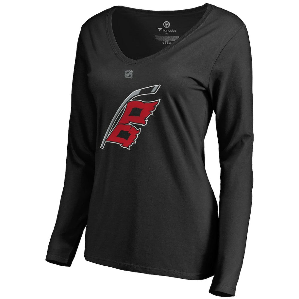 NHL Black Carolina Hurricanes Women's Team Alternate Long Sleeve V-Neck T-Shirt