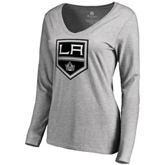 NHL Heather Gray Los Angeles Kings Women's Team Alternate Long Sleeve V-Neck T-Shirt