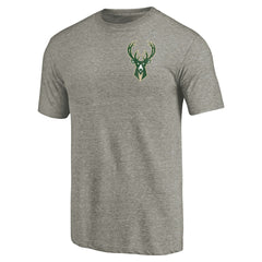 NBA Milwaukee Bucks Primary Logo Left Chest Distressed Tri-Blend T-Shirt