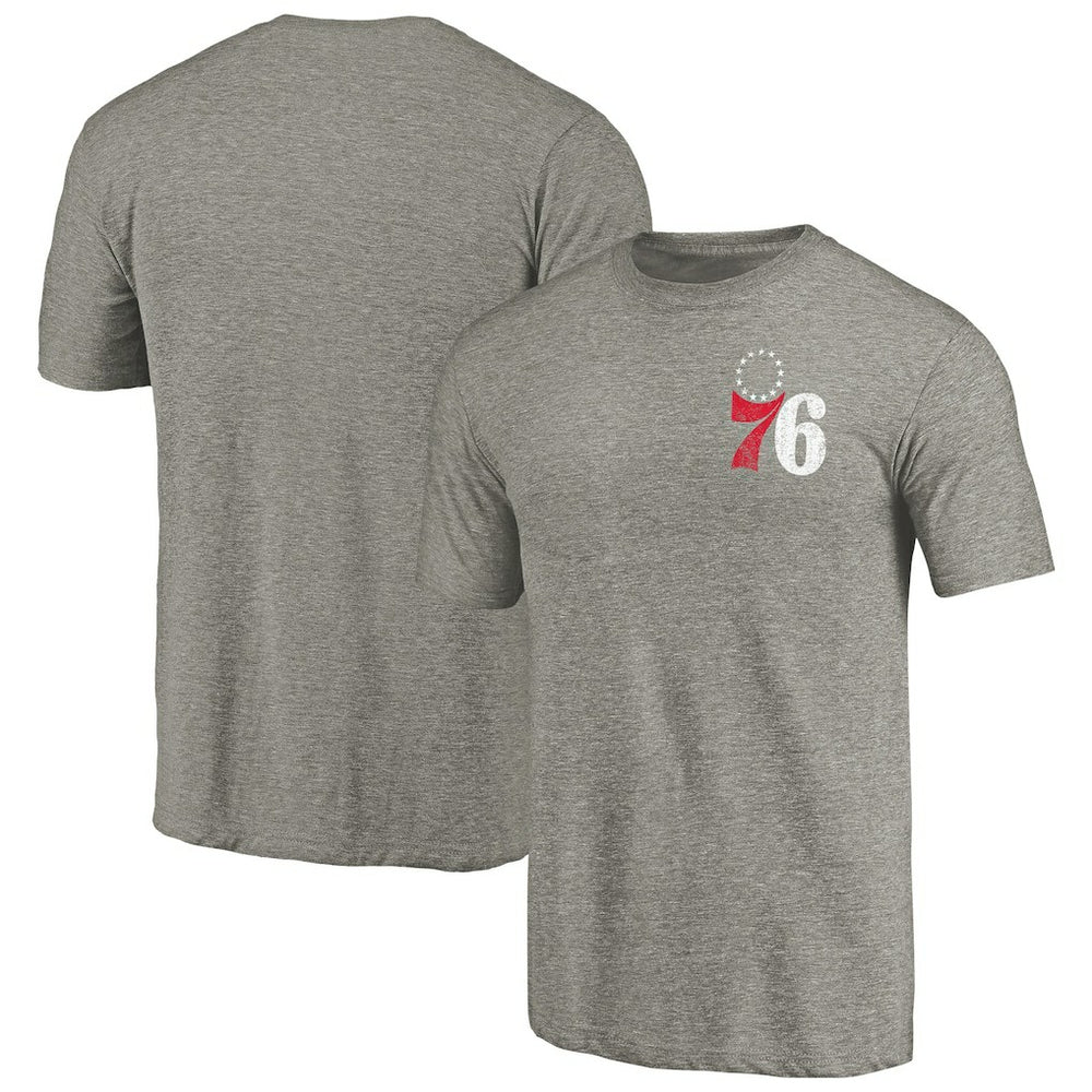 NBA Philadelphia 76ers Primary Logo Left Chest Distressed Tri-Blend T-Shirt