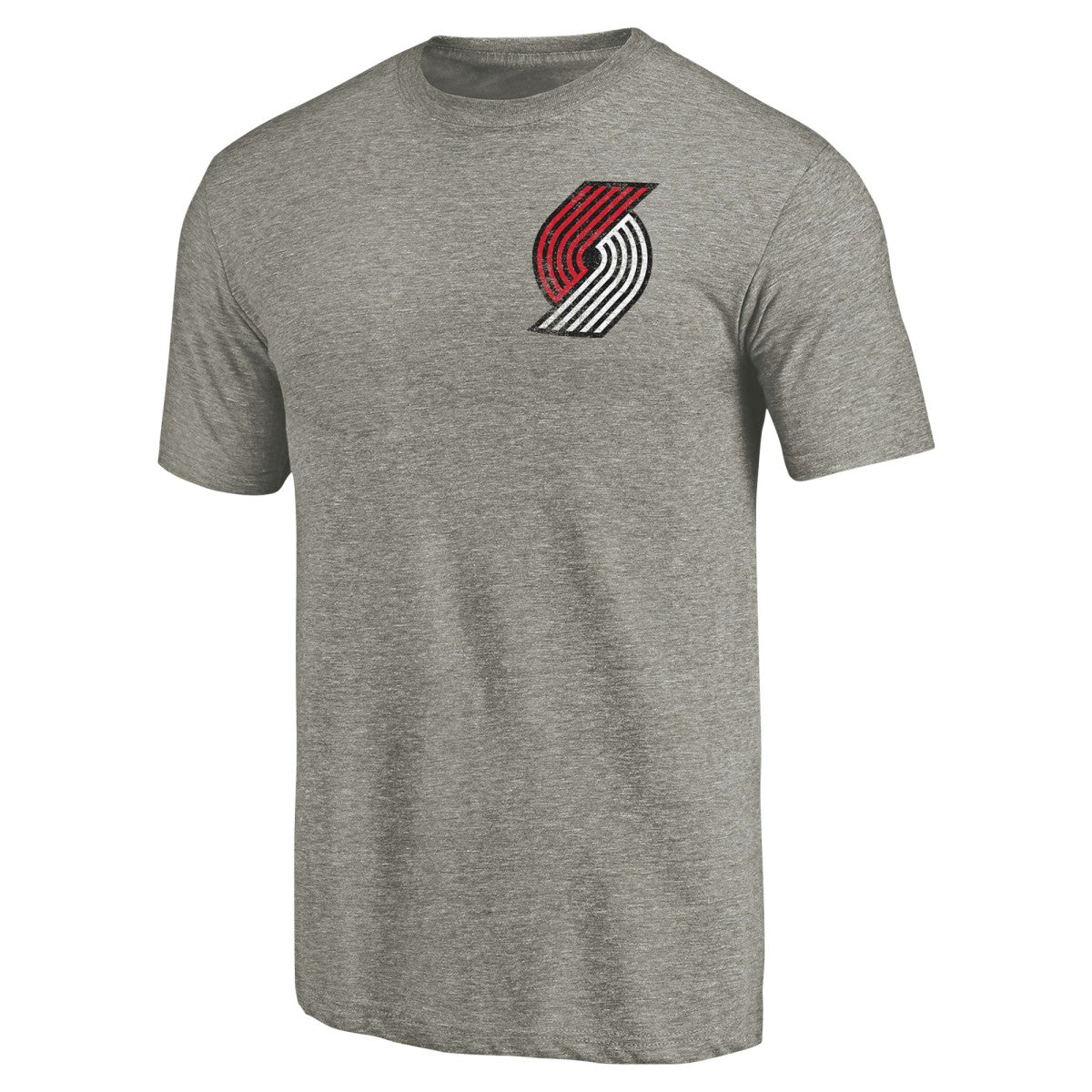 NBA Portland Trail Blazers Primary Logo Left Chest Distressed Tri-Blend T-Shirt