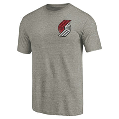 NBA Portland Trail Blazers Primary Logo Left Chest Distressed Tri-Blend T-Shirt