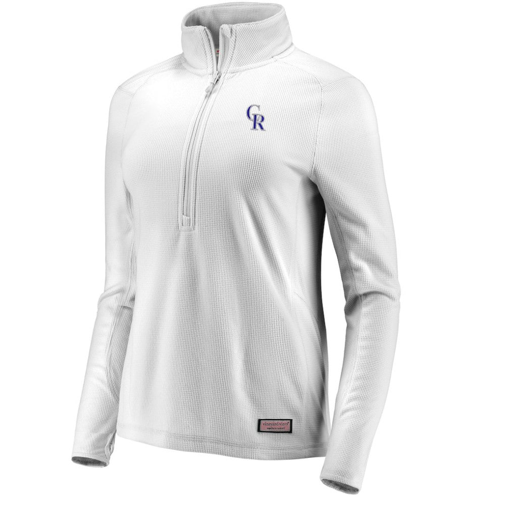 MLB Colorado Rockies Vineyard Vines Women's Performance Grid Half-Zip Pullover Top