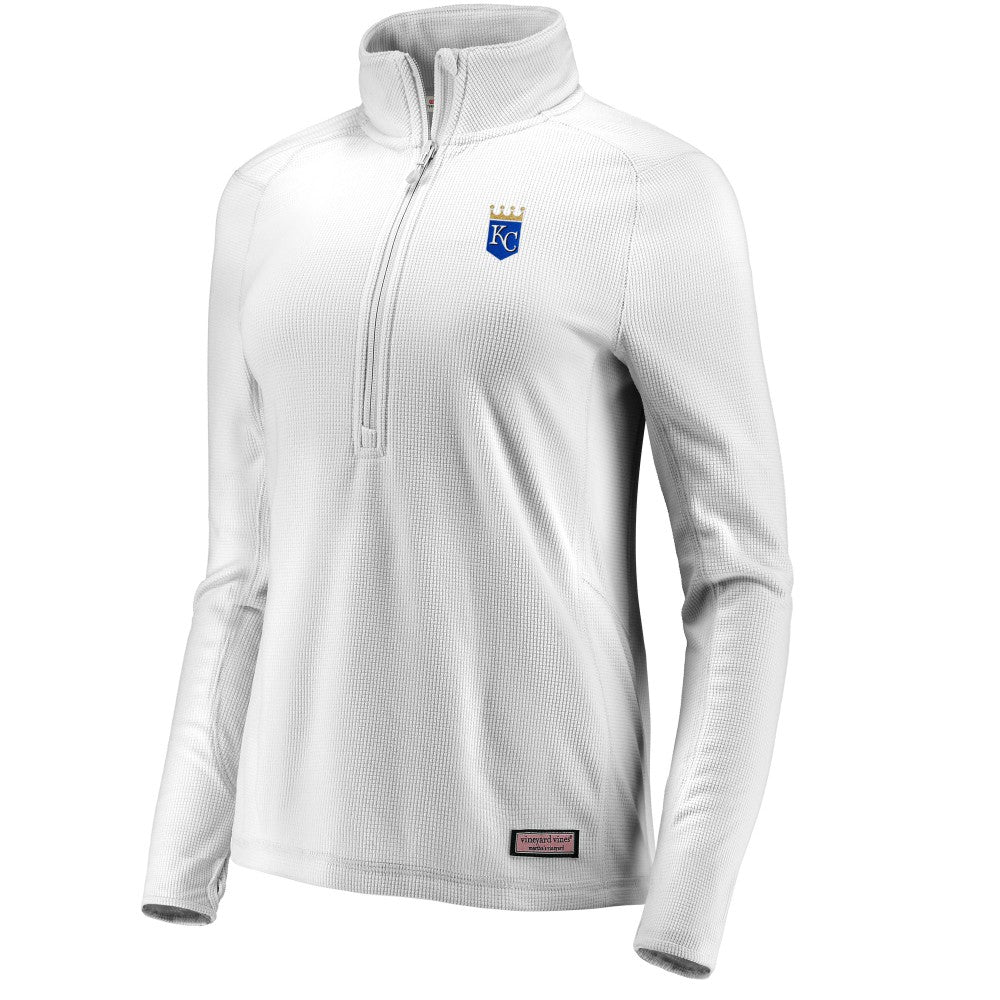 MLB Kansas City Royals Vineyard Vines Women's Performance Grid Half-Zip Pullover Top