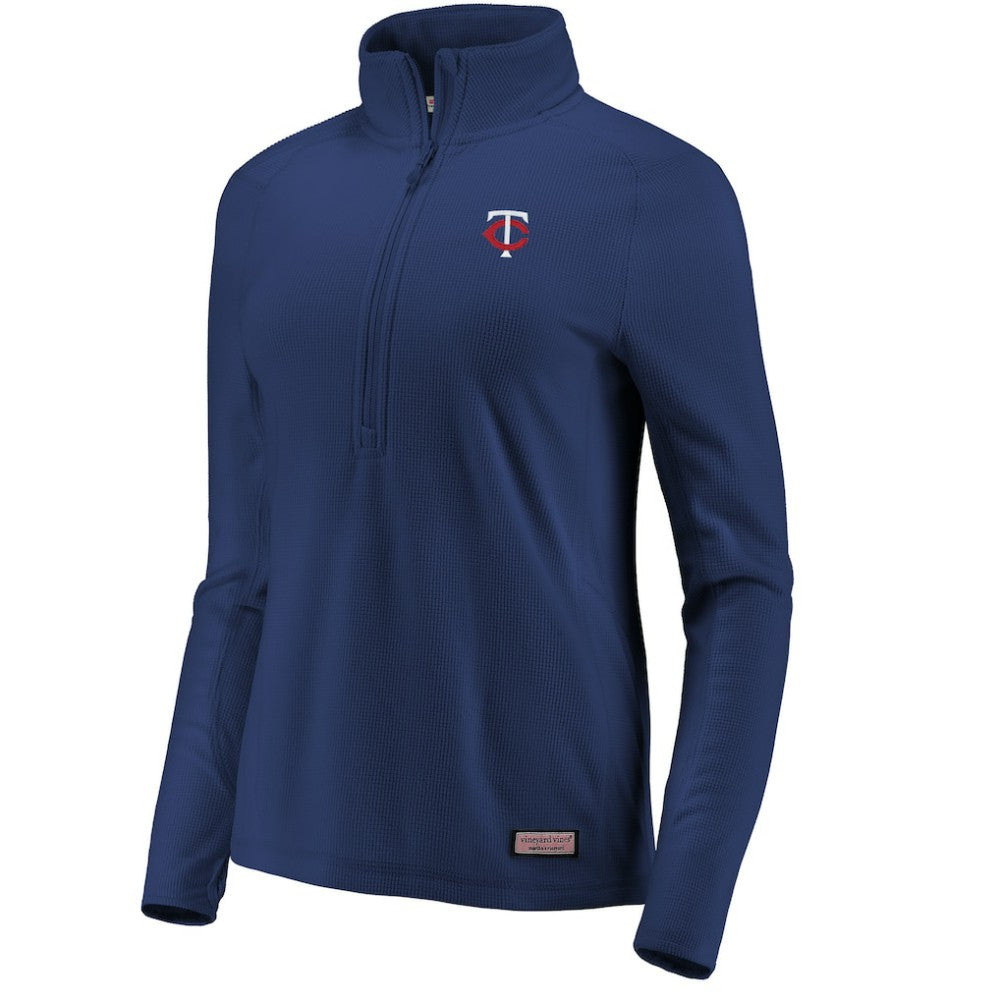 MLB Minnesota Twins Vineyard Vines Women's Performance Grid Half-Zip Pullover Top