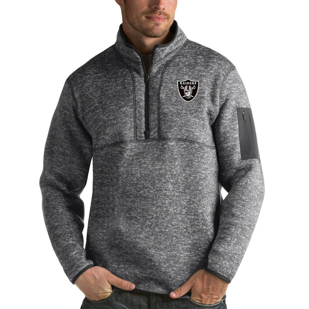 Antigua Fortune Quarter-Zip Pullover Jacket - Las Vegas Raiders