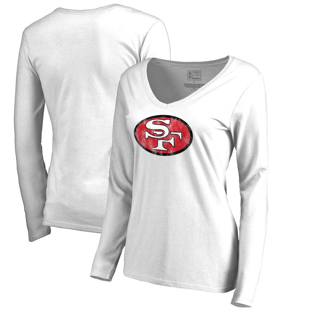 Women's Throwback Logo Long Sleeve V-Neck T-Shirt - San Francisco 49ers