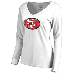 Women's Throwback Logo Long Sleeve V-Neck T-Shirt - San Francisco 49ers