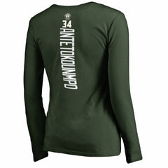 NBA Giannis Antetokounmpo Milwaukee Bucks Women's Team Backer Name & Number Long Sleeve V-Neck T-Shirt