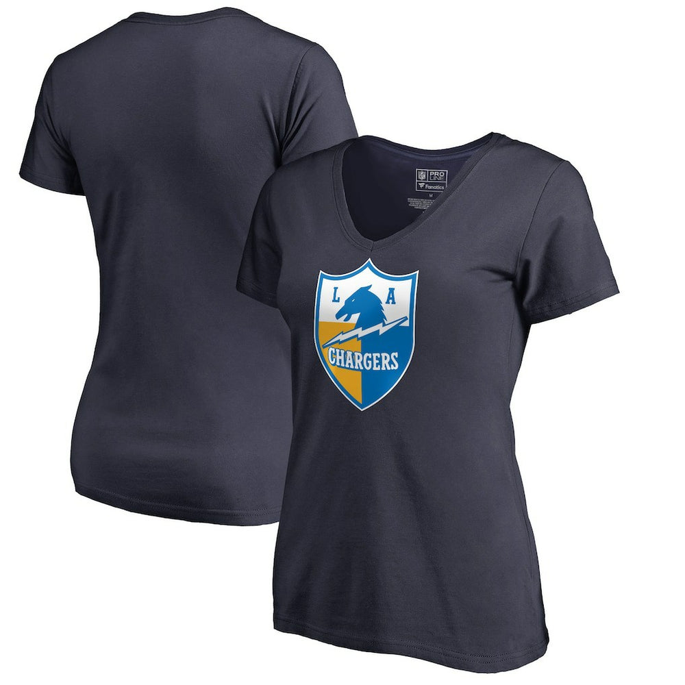 Women's Retro Shield Logo V-Neck T-Shirt - Los Angeles Chargers