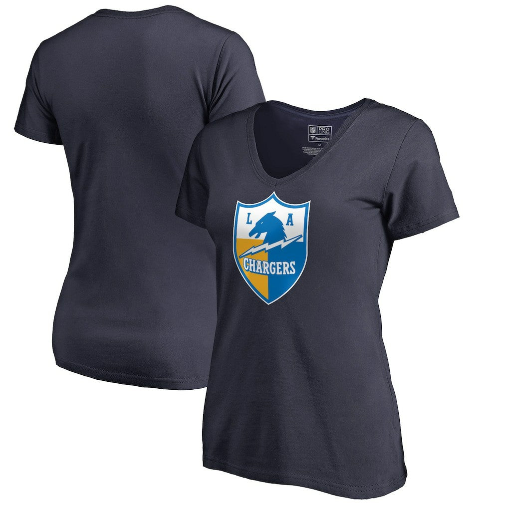 Women's Retro Shield Logo V-Neck T-Shirt - Los Angeles Chargers