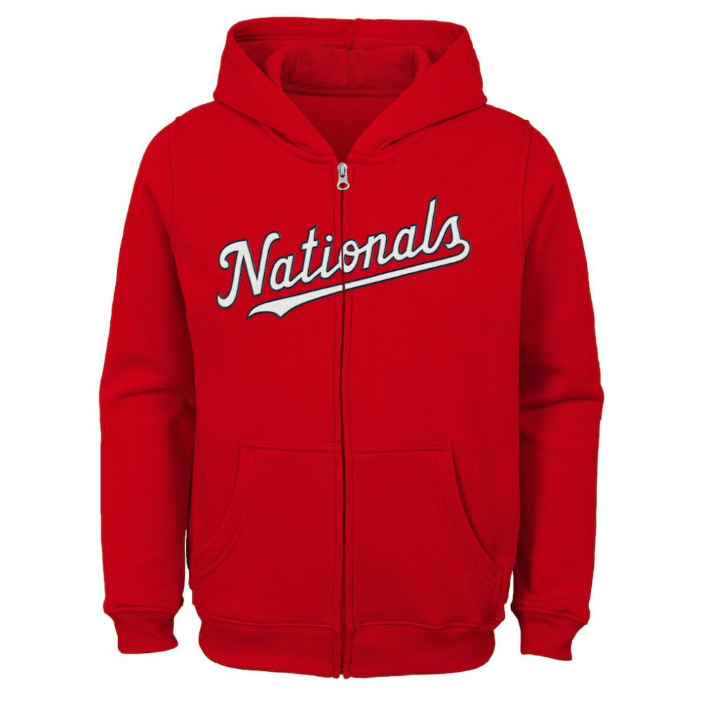 MLB Washington Nationals Youth Team Color Wordmark Full-Zip Hoodie