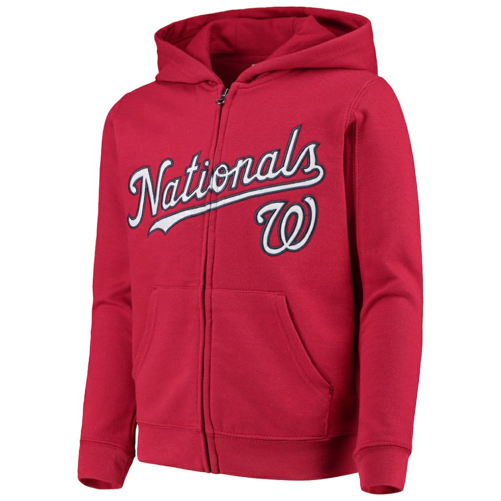 MLB Washington Nationals Youth Team Color Wordmark Full-Zip Hoodie