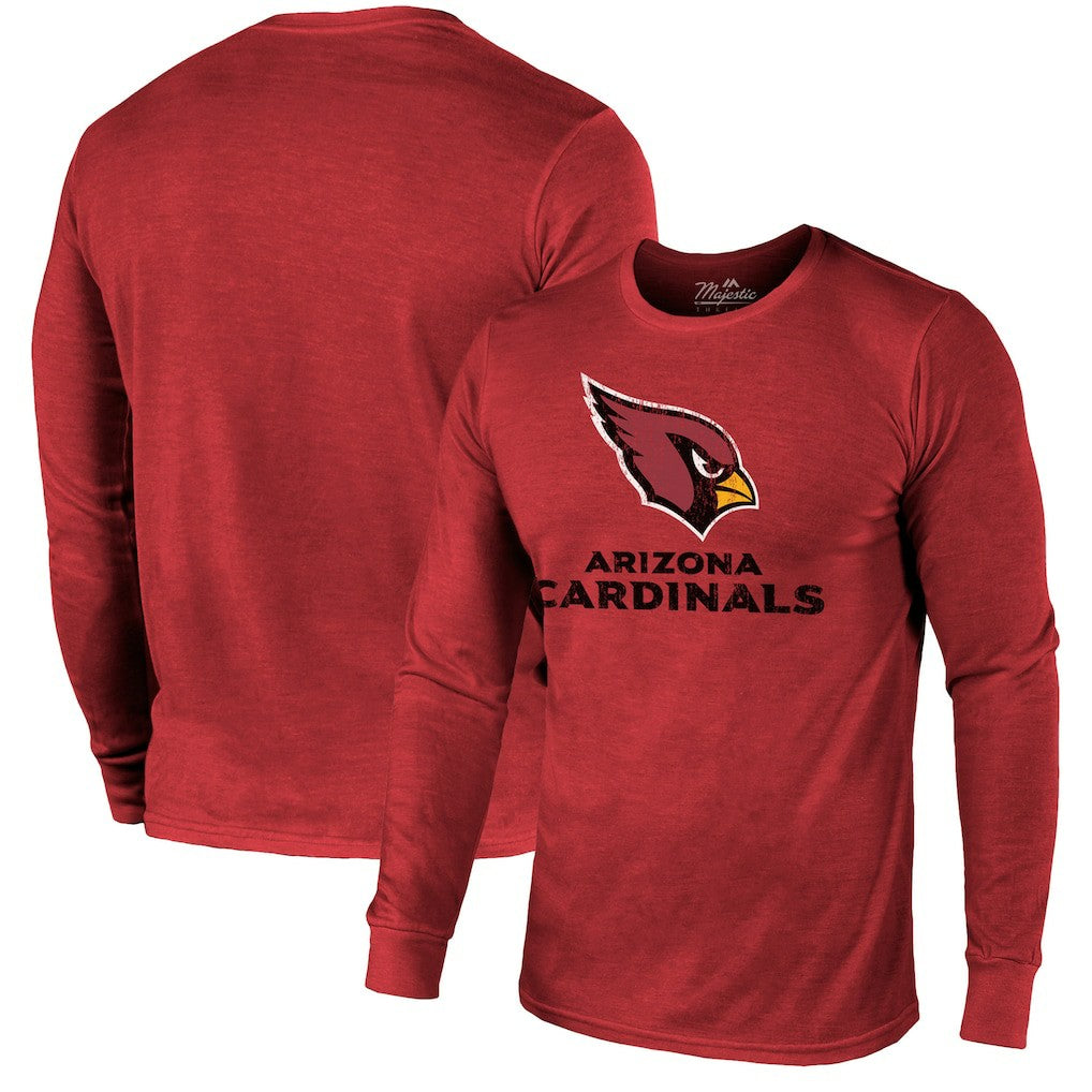 Majestic Threads Lockup Tri-Blend Long Sleeve T-Shirt - Arizona Cardinals