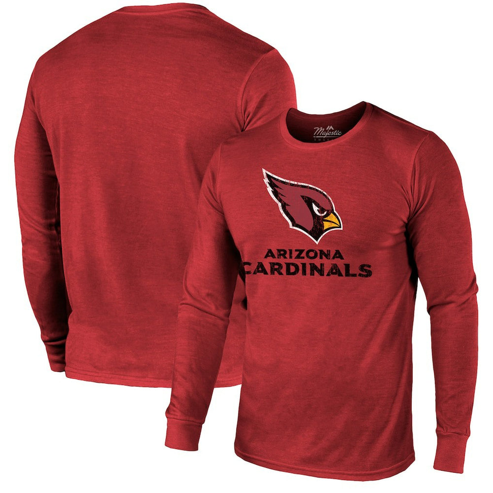 Majestic Threads Lockup Tri-Blend Long Sleeve T-Shirt - Arizona Cardinals