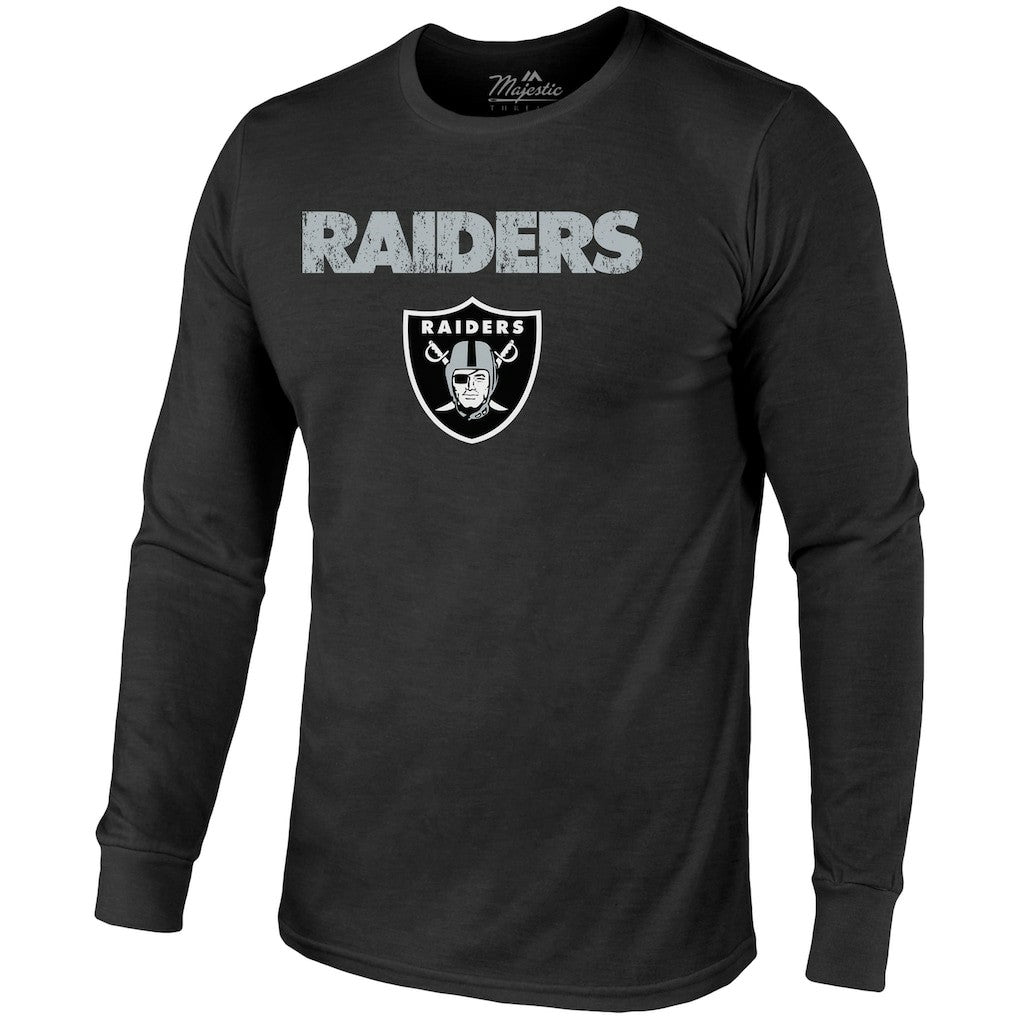 Majestic Threads Lockup Tri-Blend Long Sleeve T-Shirt - Las Vegas Raiders