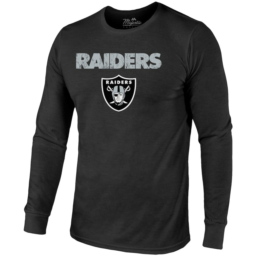 Majestic Threads Lockup Tri-Blend Long Sleeve T-Shirt - Las Vegas Raiders