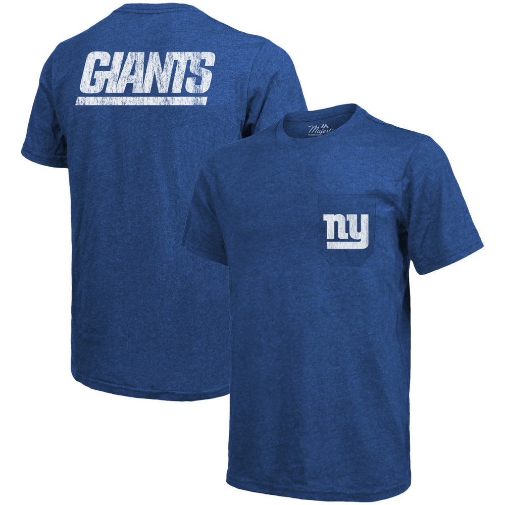 Majestic Threads Tri-Blend Pocket T-Shirt - New York Giants