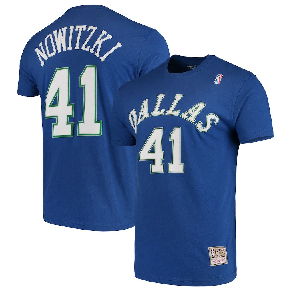 NBA Dirk Nowitzki Dallas Mavericks Hardwood Classics Team Name & Number T-Shirt sale
