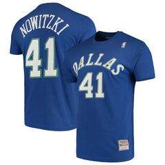 NBA Dirk Nowitzki Dallas Mavericks Hardwood Classics Team Name & Number T-Shirt sale