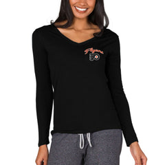 NHL Black Philadelphia Flyers Concepts Sport Women's Marathon Knit Long Sleeve V-Neck Top