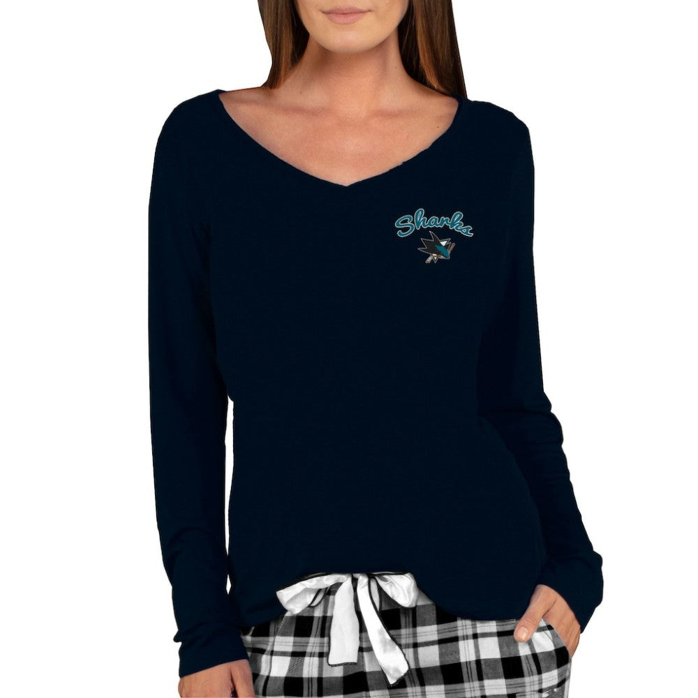 NHL Black San Jose Sharks Concepts Sport Women's Marathon Knit Long Sleeve V-Neck Top