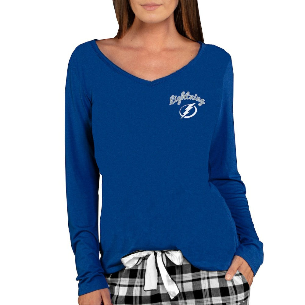 NHL Royal Tampa Bay Lightning Concepts Sport Women's Marathon Knit Long Sleeve V-Neck Top