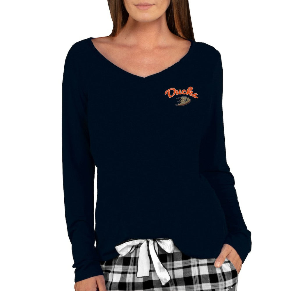 NHL Black Anaheim Ducks Concepts Sport Women's Marathon Knit Long Sleeve V-Neck Top