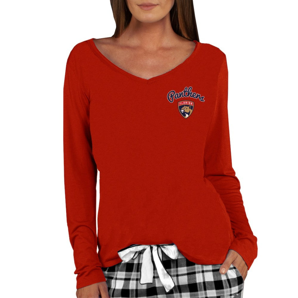 NHL Red Florida Panthers Concepts Sport Women's Marathon Knit Long Sleeve V-Neck Top