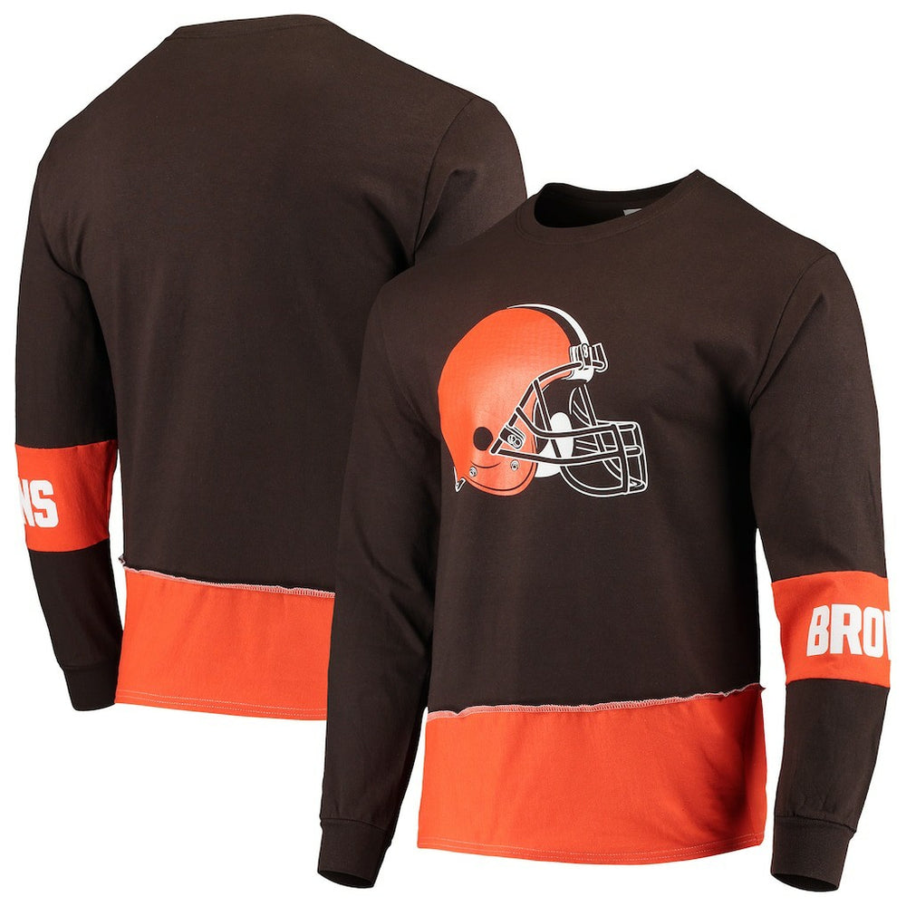 Refried Apparel Sustainable Upcycled Angle Long Sleeve T-Shirt - Cleveland Browns
