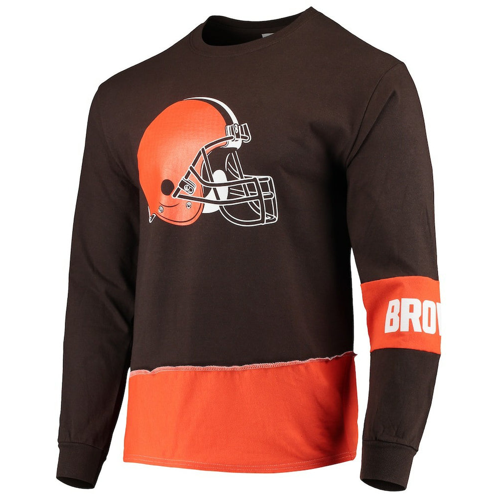 Refried Apparel Sustainable Upcycled Angle Long Sleeve T-Shirt - Cleveland Browns