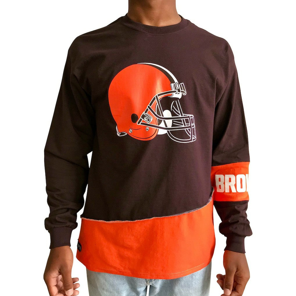 Refried Apparel Sustainable Upcycled Angle Long Sleeve T-Shirt - Cleveland Browns