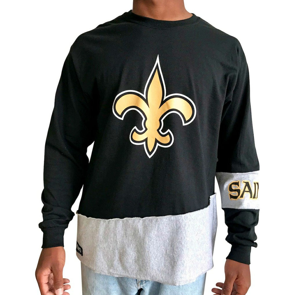 Refried Apparel Sustainable Upcycled Angle Long Sleeve T-Shirt - New Orleans Saints