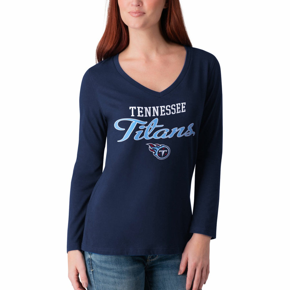G-III 4Her by Carl Banks Women's Post Season Long Sleeve V-Neck T-Shirt - Tennessee Titans