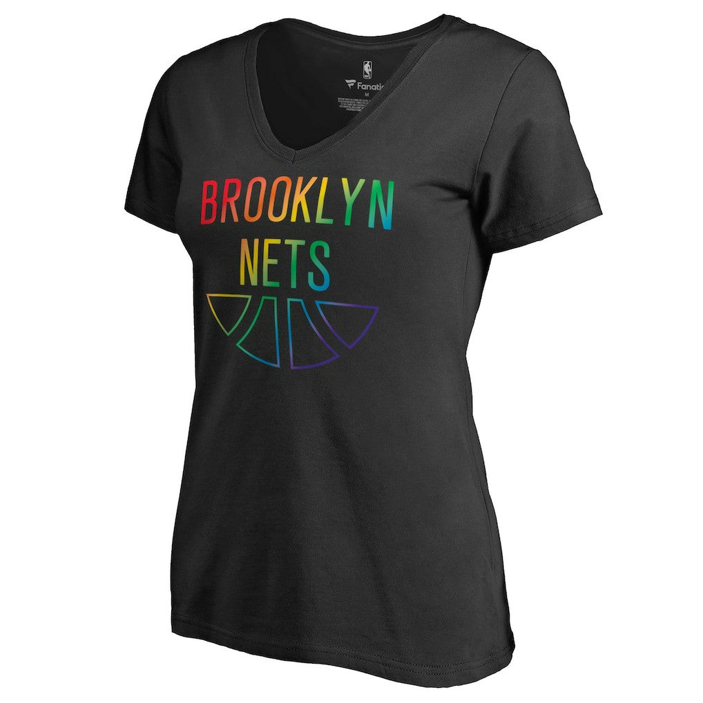 NBA Brooklyn Nets Women's Team Pride Wordmark V-Neck T-Shirt