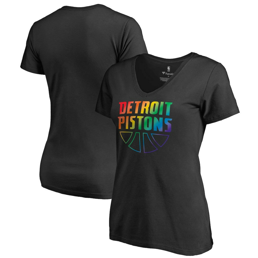 NBA Detroit Pistons Women's Team Pride Wordmark V-Neck T-Shirt sale