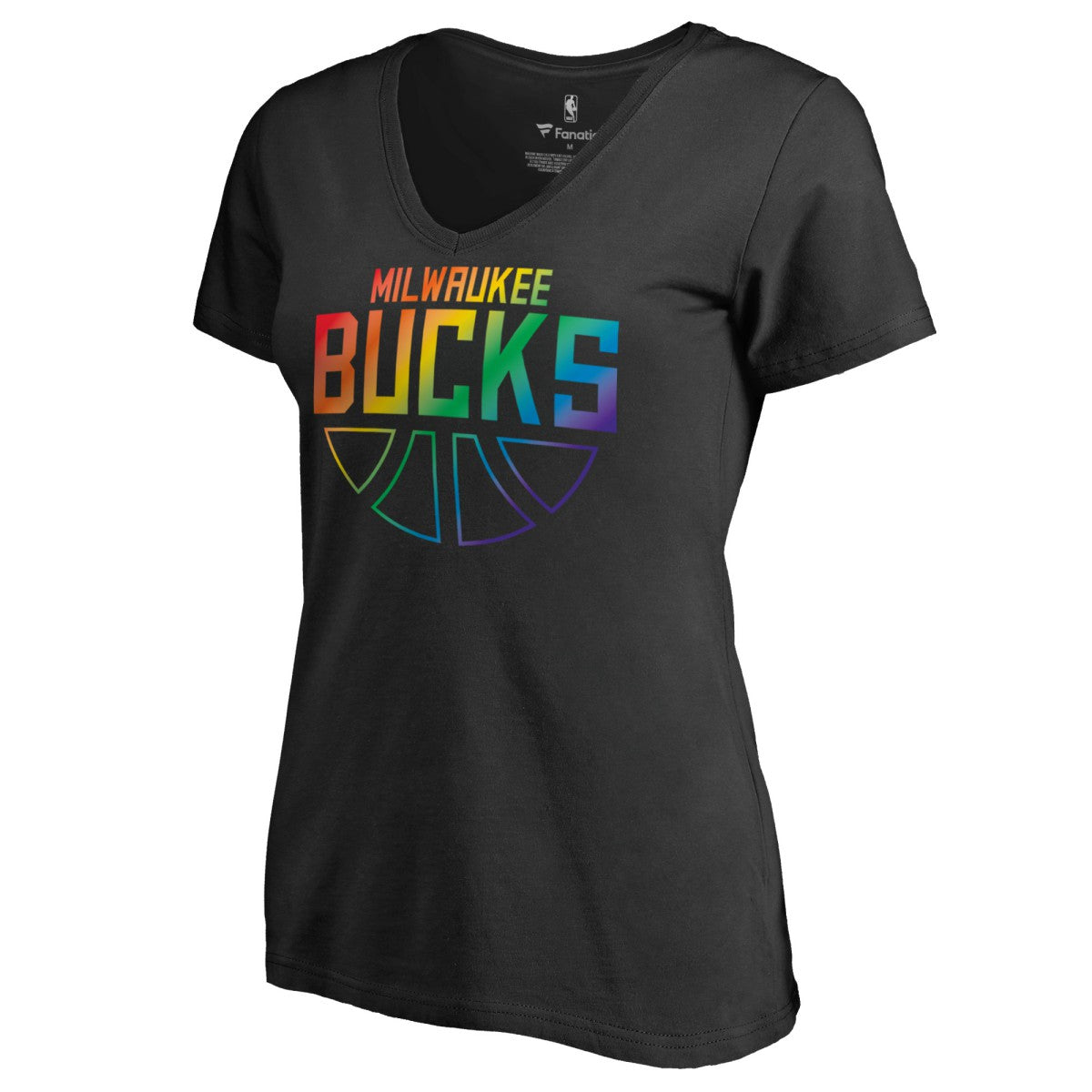NBA Milwaukee Bucks Women's Team Pride Wordmark V-Neck T-Shirt