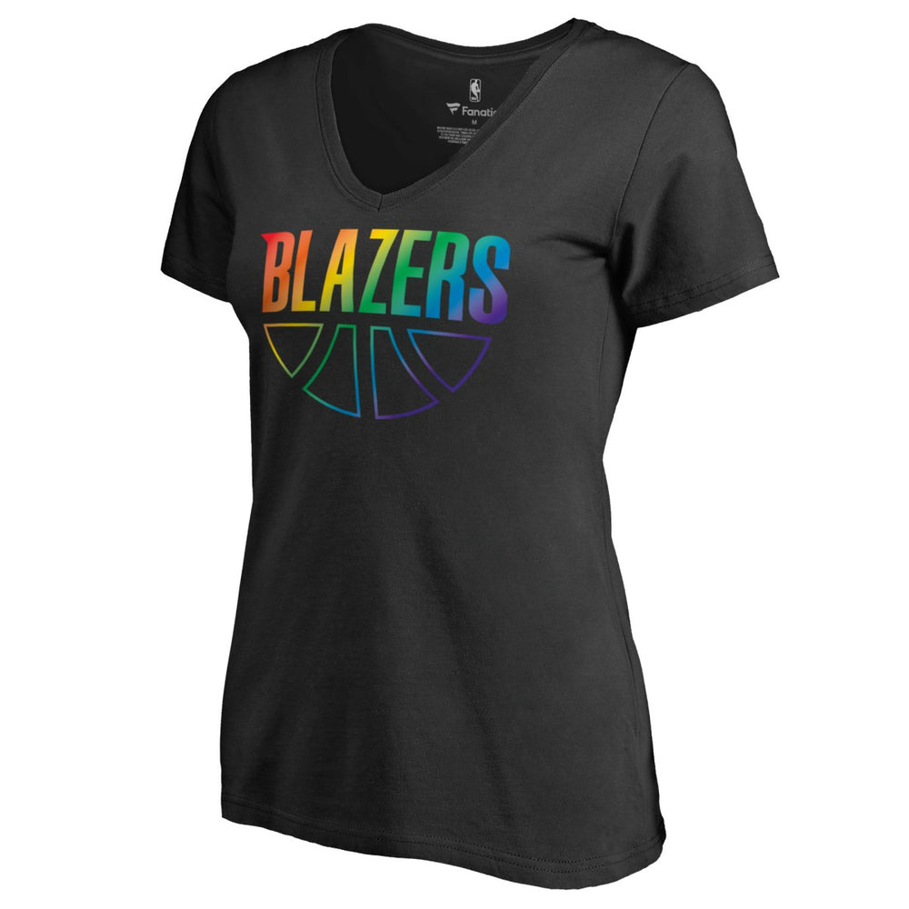NBA Portland Trail Blazers Women's Team Pride Wordmark V-Neck T-Shirt