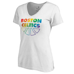NBA Boston Celtics Women's Team Pride Wordmark V-Neck T-Shirt