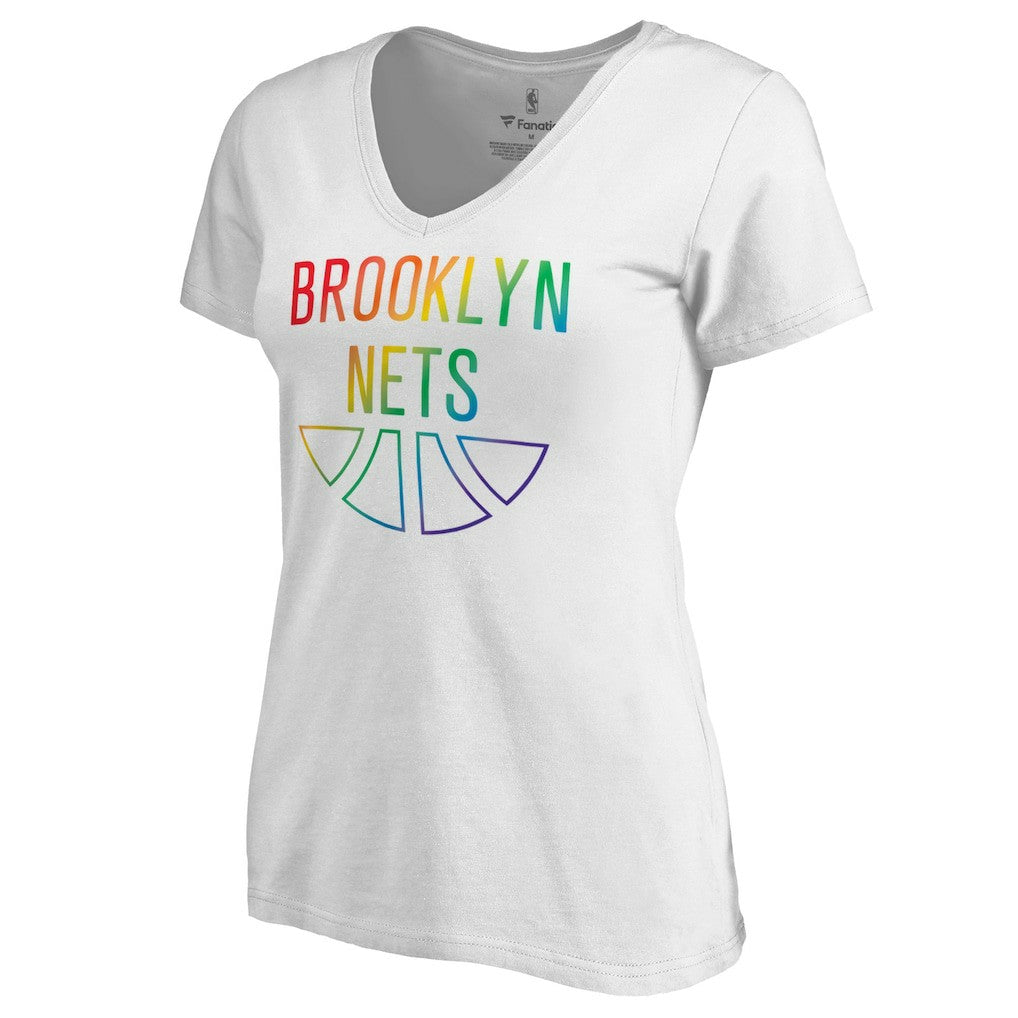NBA Brooklyn Nets Women's Team Pride Wordmark V-Neck T-Shirt