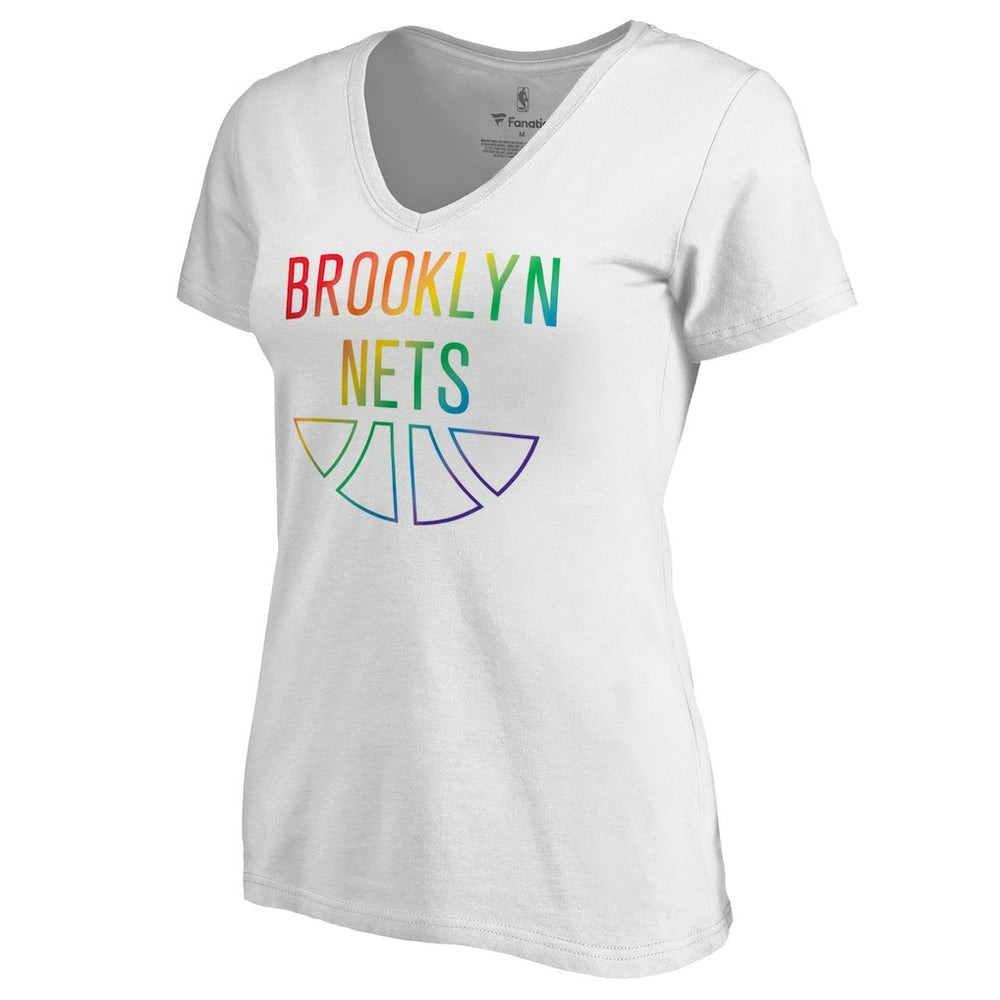 NBA Brooklyn Nets Women's Team Pride Wordmark V-Neck T-Shirt