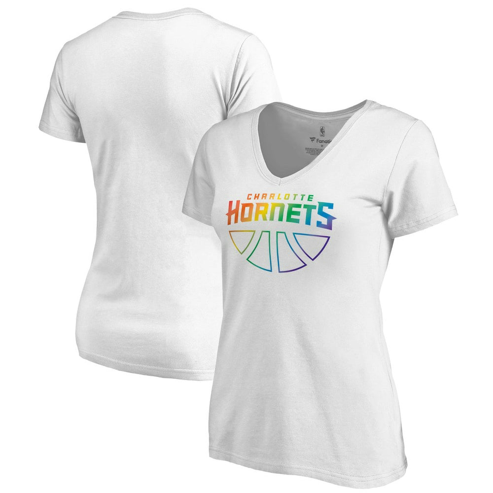 NBA Charlotte Hornets Women's Team Pride Wordmark V-Neck T-Shirt